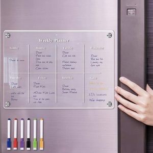 1pc 9”x13” Clear Weekly Meal Planner Magnetic Acrylic Board